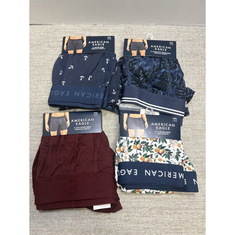 Lot Of 4 American Eagle Mens XXL 2XL Boxer Briefs Ultra Soft Flex Regular NEW